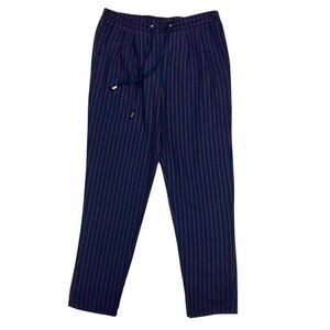 Primark Pants Womens Size‎ 6 Navy Blue Striped Straight Leg Drawstring Pull On
